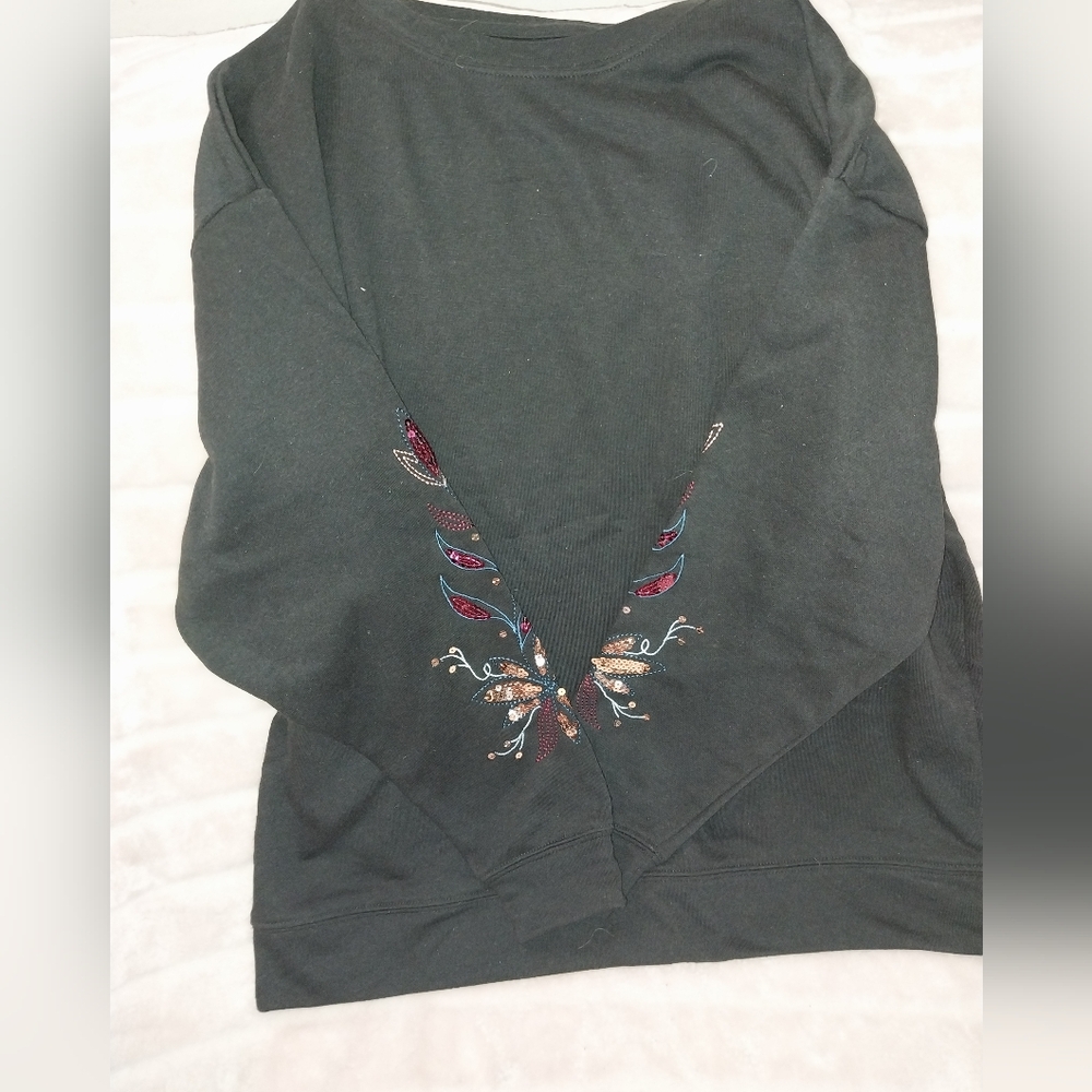 Falls Creek Black Sweatshirt with Colorful Embroidery